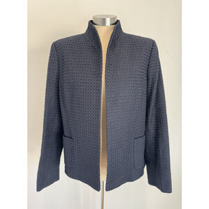 ELLEN TRACY Blazer Jacket Blue Black Pockets Lined Women's Size 12